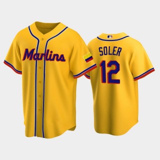 2022 Colombian Heritage Miami Marlins #12 Jorge Soler Replica Yellow Jersey