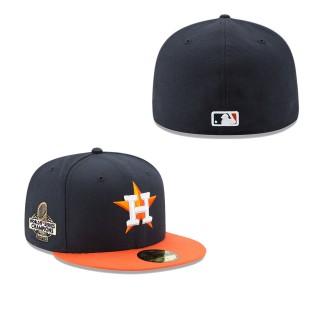 Men's Houston Astros Navy Orange 2022 World Series Champions Road Side Patch 59FIFTY Fitted Hat