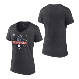 Women's Houston Astros Heather Charcoal 2022 World Series Champions Locker Room V-Neck T-Shirt