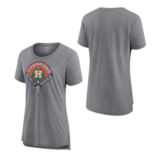 Women's Houston Astros Heather Gray 2022 World Series Champions Complete Game Modern Tri-Blend Scoop Neck T-Shirt