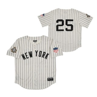 #25 New York Black Yankees Mesh Button-Down Replica Jersey Cream