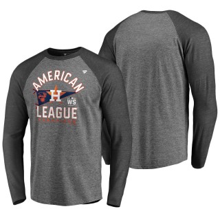 Men's Houston Astros Heathered Gray 2021 American League Champions Locker Room Tri-Blend Raglan Long Sleeve T-Shirt