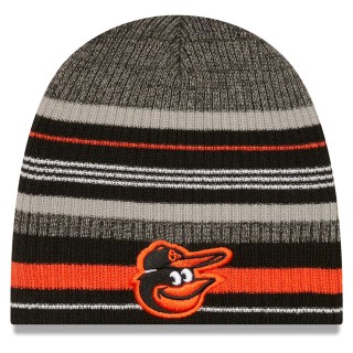 Baltimore Orioles Striped Beanie Hat Black