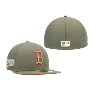 Boston Red Sox 2007 World Series Scarlet Undervisor 59FIFTY Cap Olive