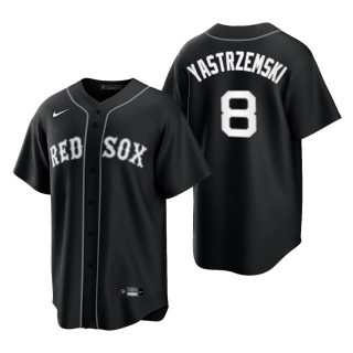 Red Sox Carl Yastrzemski Black White 2021 All Black Fashion Replica Jersey