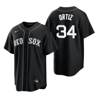 Red Sox David Ortiz Black White 2021 All Black Fashion Replica Jersey