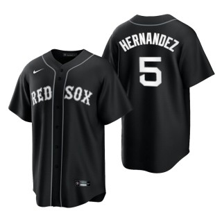 Red Sox Enrique Hernandez Black White 2021 All Black Fashion Replica Jersey