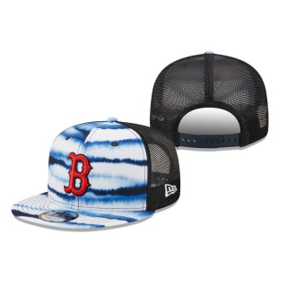 Boston Red Sox Tie-Dye Wave Trucker 9FIFTY Snapback Hat White Navy