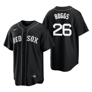 Red Sox Wade Boggs Black White 2021 All Black Fashion Replica Jersey