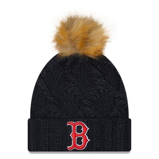 Boston Red Sox Women's Luxe Cuffed Knit Hat with Pom Navy