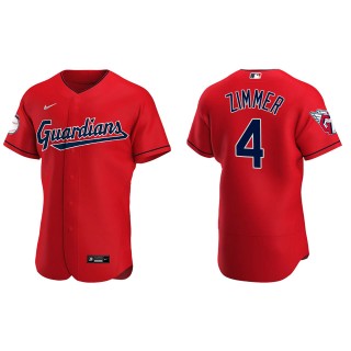 Bradley Zimmer Cleveland Guardians Authentic Alternate Red Jersey