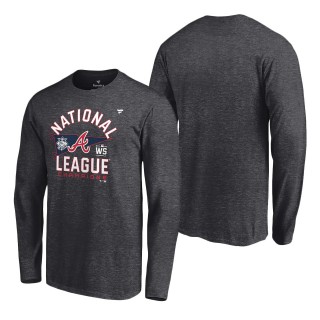 Men's Atlanta Braves Heathered Charcoal 2021 National League Champions Locker Room Long Sleeve T-Shirt