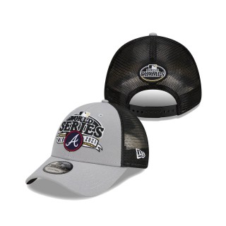 Men's Atlanta Braves Gray Black 2021 National League Champions Locker Room 9FORTY Adjustable Hat