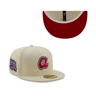Atlanta Braves Hank Aaron 715th Home Run Record 25th Anniversary Chrome Alternate Undervisor 59FIFTY Fitted Hat Cream
