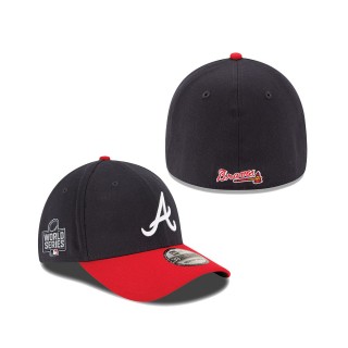 Men's Atlanta Braves Navy Red 2021 World Series Bound Side Patch 39THIRTY Flex Hat