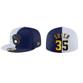 Brent Suter Brewers White Navy Split 59FIFTY Hat