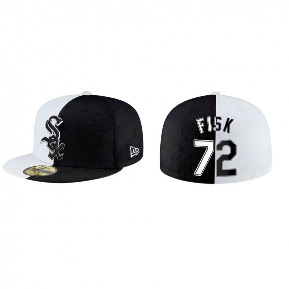Carlton Fisk White Sox White Black Split 59FIFTY Hat