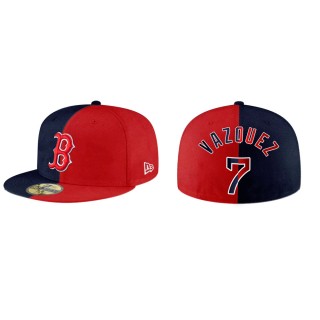 Christian Vazquez Boston Red Sox Navy Red Split Hat
