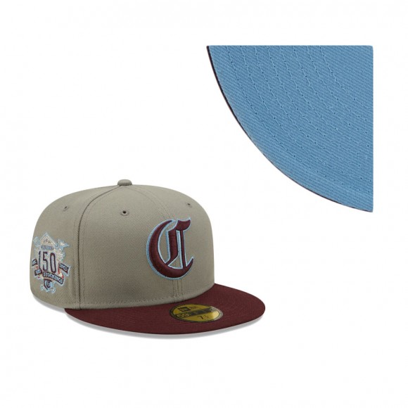 Cincinnati Reds 150th Anniversary Blue Undervisor Fitted Hat Gray Maroon