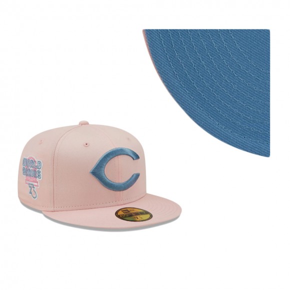 Cincinnati Reds 1976 World Series Sky Undervisor 59FIFTY Fitted Hat Pink