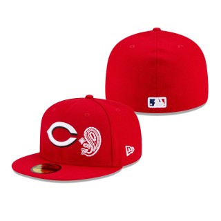 Cincinnati Reds Patchwork Undervisor 59FIFTY Fitted Hat Red
