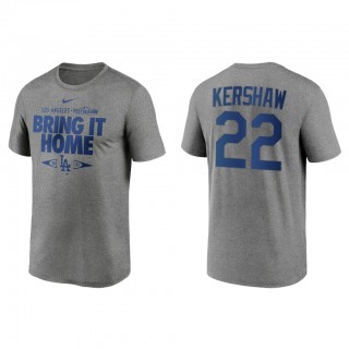 Clayton Kershaw Los Angeles Dodgers Gray 2021 Postseason Proving Grounds T-Shirt