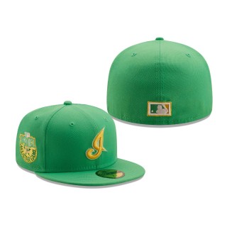Cleveland Indians 1981 All-Star Game Side Patch Yellow Undervisor 59FIFTY Fitted Hat Kelly Green