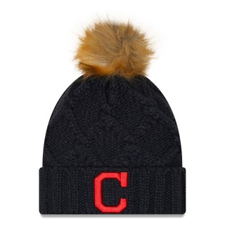 Cleveland Indians Women's Luxe Cuffed Knit Hat with Pom Navy