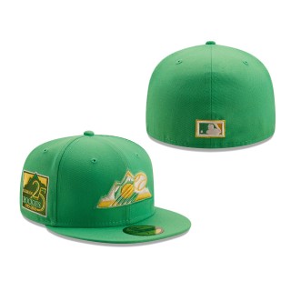 Rockies 25th Anniversary Side Patch Yellow Undervisor 59FIFTY Fitted Hat Kelly Green