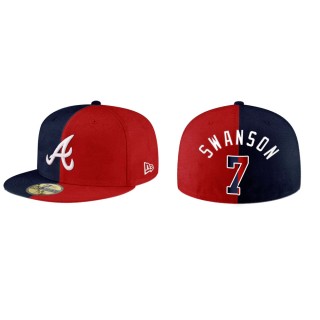 Dansby Swanson Atlanta Braves Navy Red Split Hat