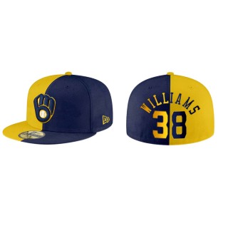 Devin Williams Brewers Gold Navy Split 59FIFTY Hat