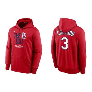 Dylan Carlson Cardinals Red 2021 Postseason Dugout Pullover Hoodie