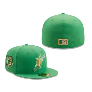 Florida Marlins New Era Cooperstown Collection 10th Anniversary Side Patch Yellow Undervisor 59FIFTY Fitted Hat