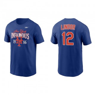 Francisco Lindor New York Mets Royal 1986 World Series 35th Anniversary Infamous T-Shirt