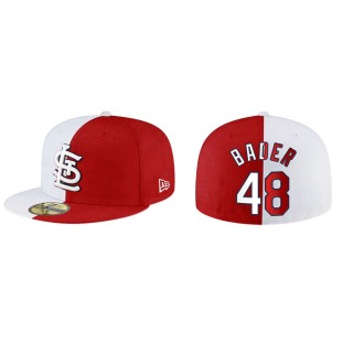 Harrison Bader Cardinals Red White Split 59FIFTY Hat