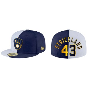 Hunter Strickland Brewers White Navy Split 59FIFTY Hat