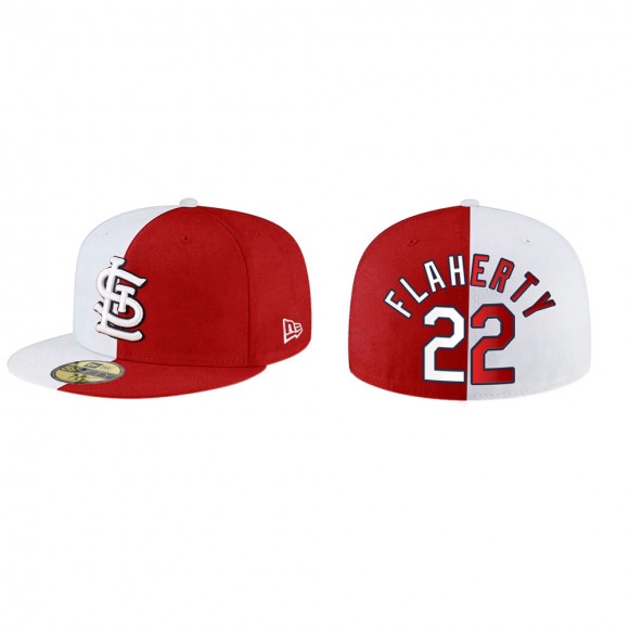 Jack Flaherty Cardinals Red White Split 59FIFTY Hat