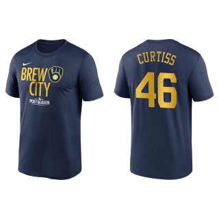 John Curtiss Milwaukee Brewers Navy 2021 Postseason Authentic Collection Dugout T-Shirt
