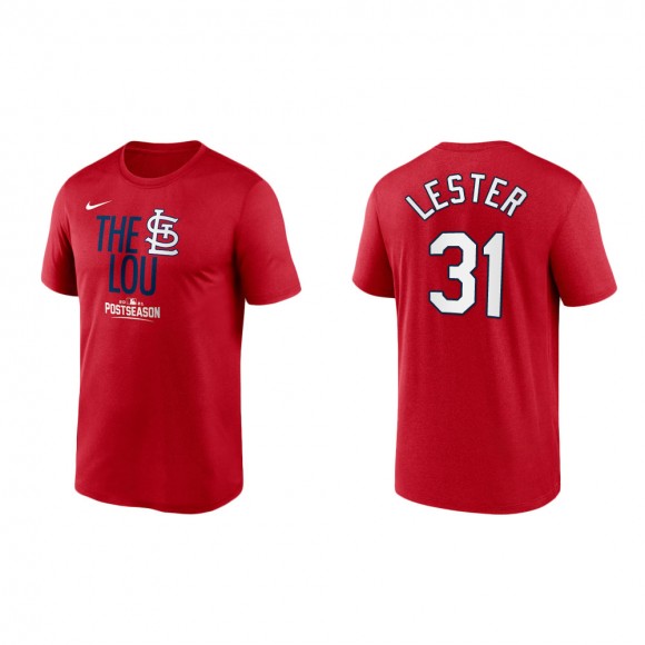 Jon Lester Cardinals Red 2021 Postseason Dugout T-Shirt
