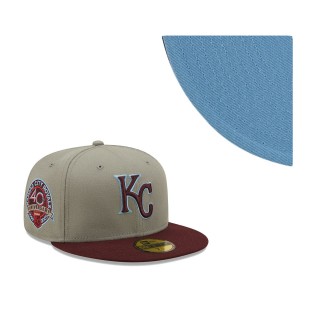 Kansas City Royals 40th Anniversary Blue Undervisor Fitted Hat Gray Maroon