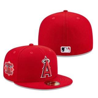 Los Angeles Angels Logo Side 59FIFTY Fitted Cap Red