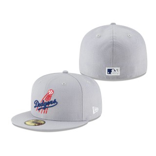 Dodgers Cooperstown Collection Logo 59FIFTY Fitted Hat Gray