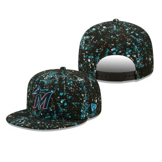 Miami Marlins Splatter 9FIFTY Snapback Hat Black