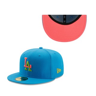 Los Angeles Dodgers Pink Glow Undervisor Fitted Hat Light Blue
