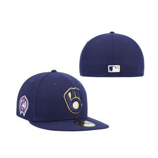 Milwaukee Brewers New Era 9/11 Memorial Side Patch 59FIFTY Fitted Hat Navy