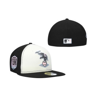 Oakland Athletics New Era 50th Anniversary Pink Undervisor 59FIFTY Fitted Hat Cream Black