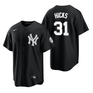 Men's New York Yankees Aaron Hicks Black White Replica Jersey