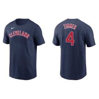 Men's Cleveland Indians Bradley Zimmer Navy Name & Number T-Shirt