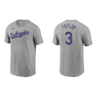 Men's Los Angeles Dodgers Chris Taylor Gray Name & Number T-Shirt