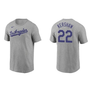 Men's Los Angeles Dodgers Clayton Kershaw Gray Name & Number T-Shirt